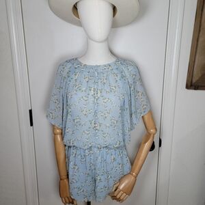 Sabo the Skirt Blue Cottagecore Floral Romper Size XS